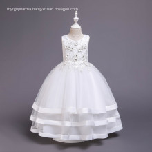 Child high quality princess girl sleeveless tulle flower white dresses for flower girl